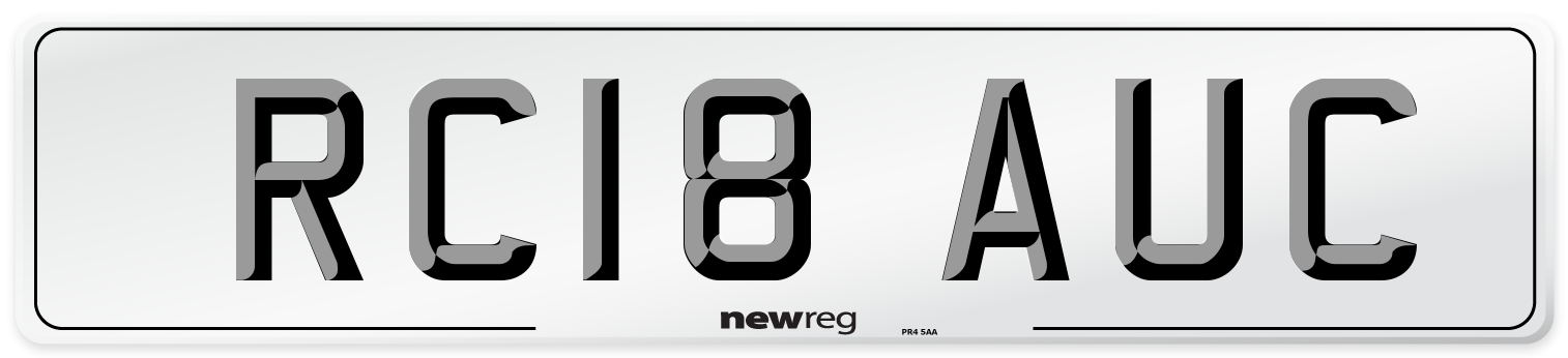 RC18 AUC Number Plate from New Reg